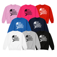 Hockey Crew Sweatshirt, Eat Sleep Hockey Repeat
