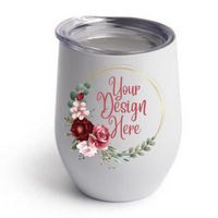 Custom Tumbler, Wine Mug with Lid, Sublimated, Any Design