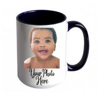 Custom Mug, Large 15oz Ceramic, Colour Contrast, Sublimated, Any Design