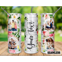 Tumbler, 20oz Skinny, Custom Name With 4 Custom Photos