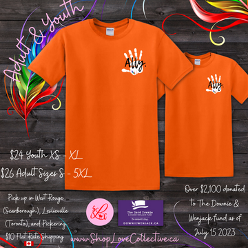 T-Shirt, Orange Shirt Day, Ally.  Indigenous Reconciliation