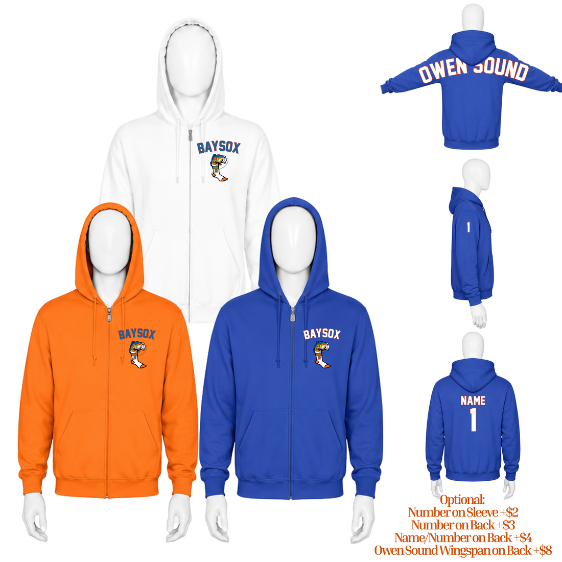 Owen Sound Baysox Full Zip Hoodie