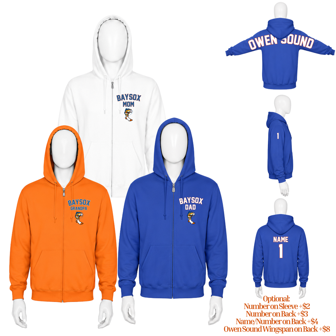 Owen Sound Baysox Full Zip Hoodie