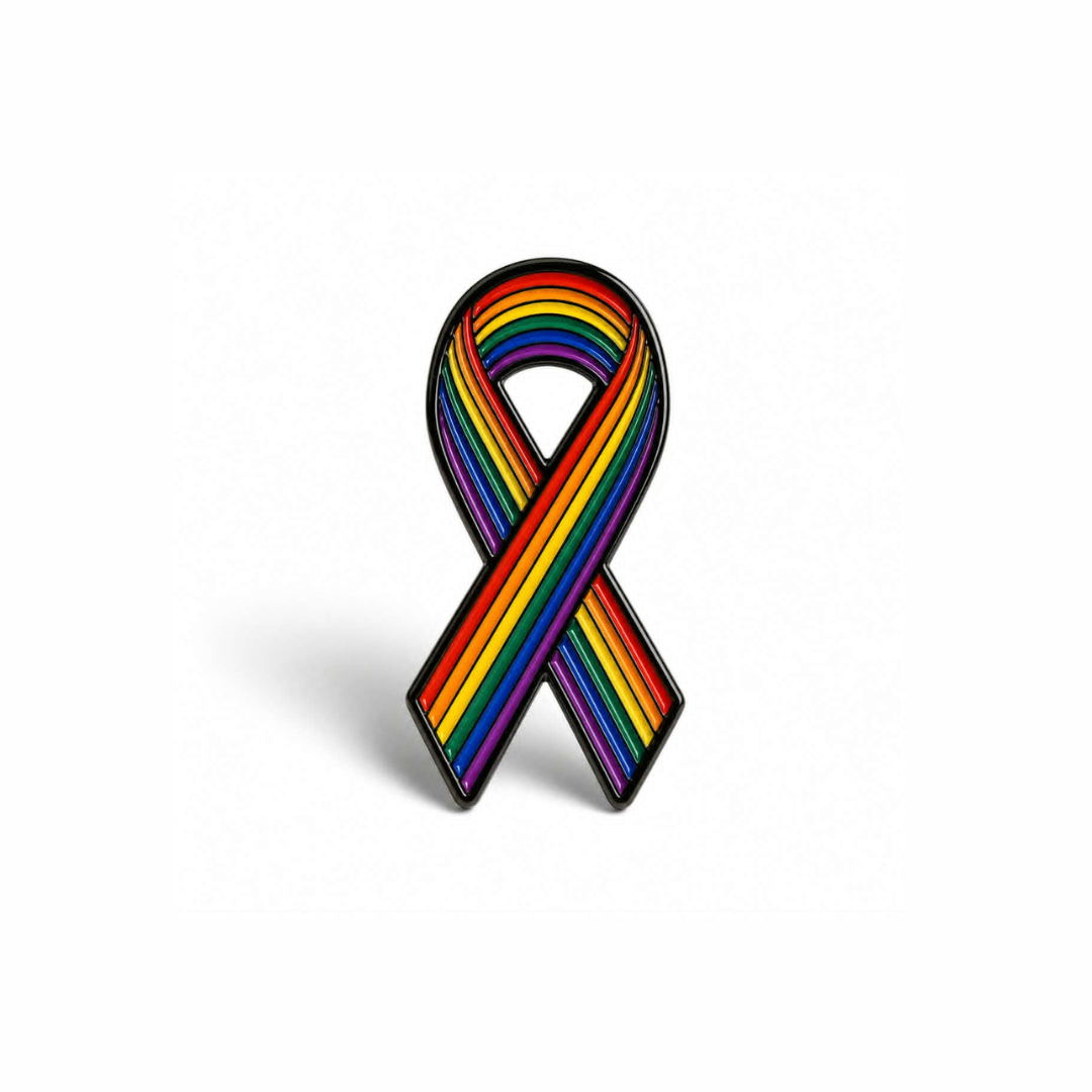 Enamel Pin, Rainbow Ribbon, 2SLGBTQI+
