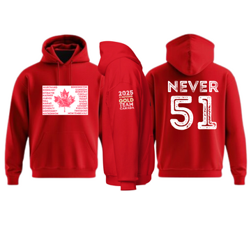 Team Canada Hockey Hoodie, 4 Nations Gold, Never 51