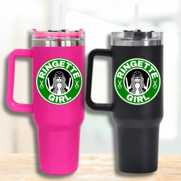40oz Stainless Steel Tumbler, Ringette, Coffee Girl