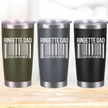 20oz Stainless Steel Tumbler, Ringette, Dad Scan for Payment