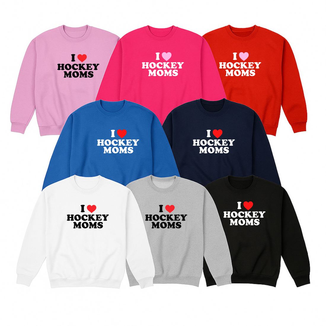 Hockey Crew Sweatshirt, I Heart Hockey Moms