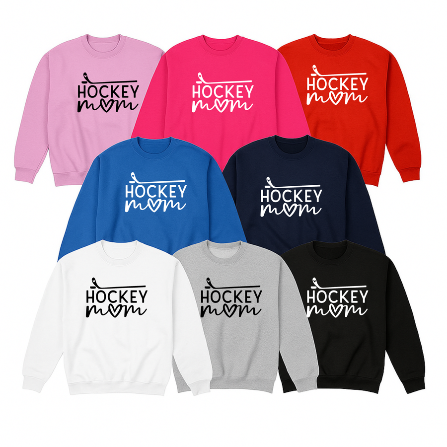 Hockey Crew Sweatshirt, Hockey Mom Stick & Heart