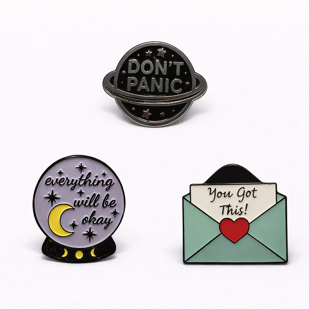Enamel Pin, 3 Pack, Mental Health Encouragement Pins