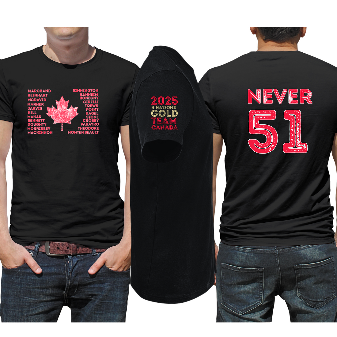 Team Canada Hockey T-Shirt, 4 Nations Gold, Never 51