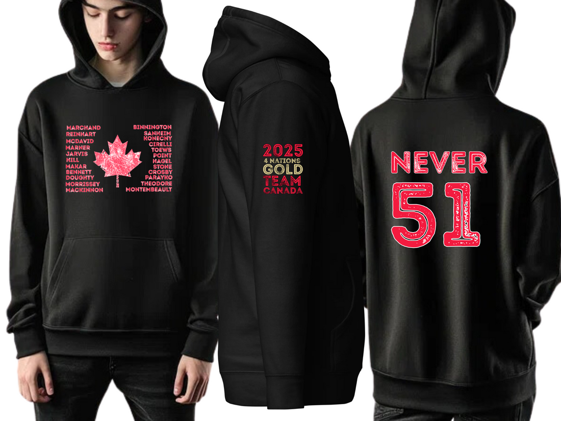 Team Canada Hockey Hoodie, 4 Nations Gold, Never 51