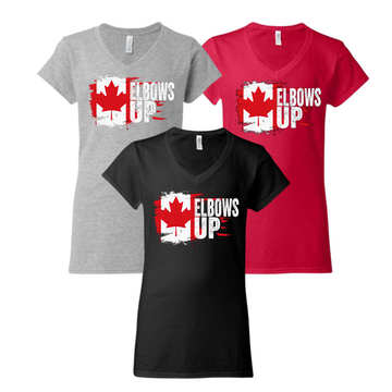 Elbows Up Flag T, Women's V-Neck T-Shirt