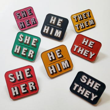 Enamel Pin, Pronouns, She/Her, He/Him, They/Them, She/They, He/They