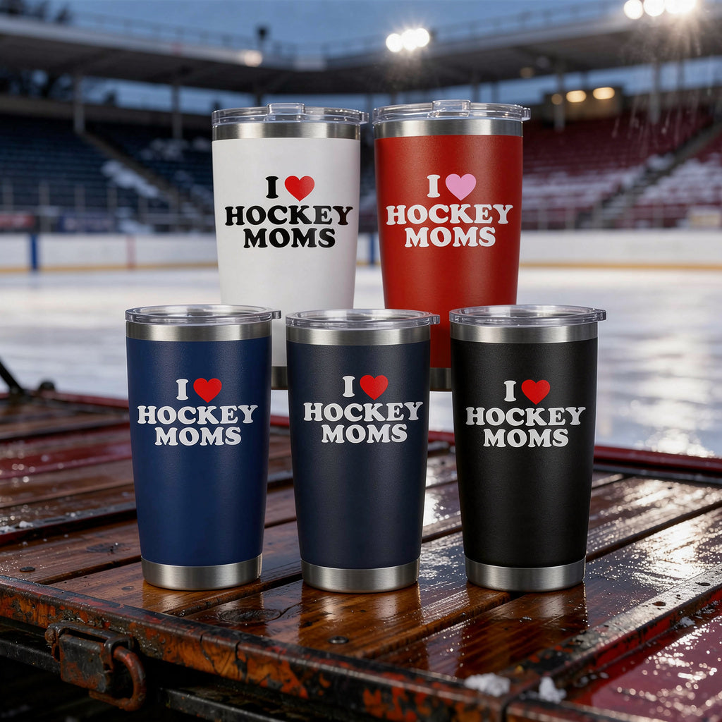 20oz Coffee Tumbler, I Heart Hockey Moms