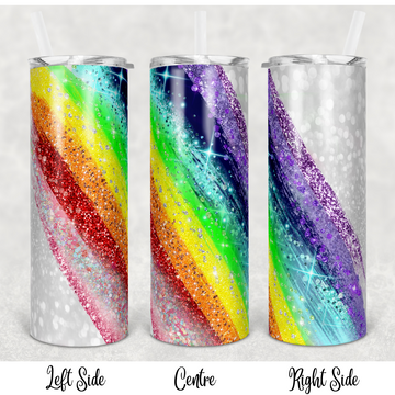 Tumbler, 20oz Skinny, Rainbow Glitter