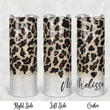 Tumbler, 20oz Skinny, Leopard, Personalized Name