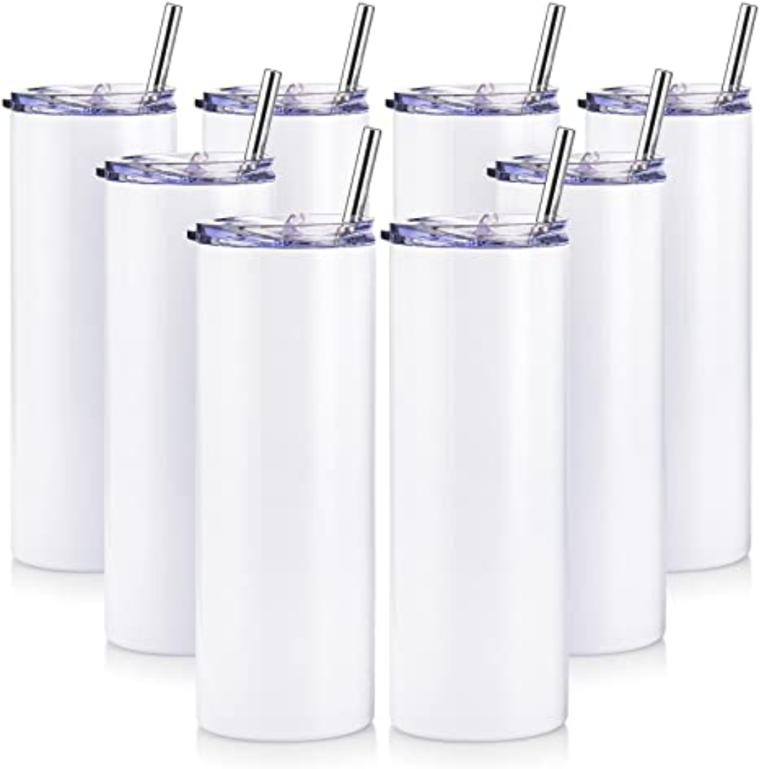 Custom Tumbler, 20oz Skinny with Lid & Straw, Sublimated, Any Design