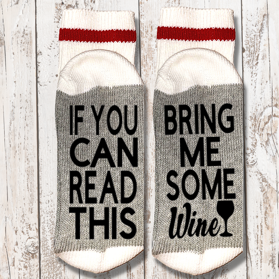 Cabin Socks, WINE, If You Can Read This