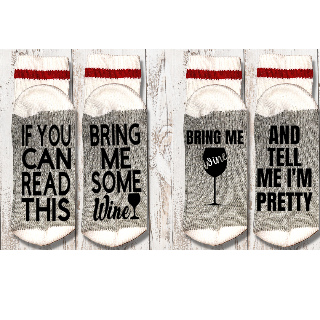 Cabin Socks, WINE, If You Can Read This
