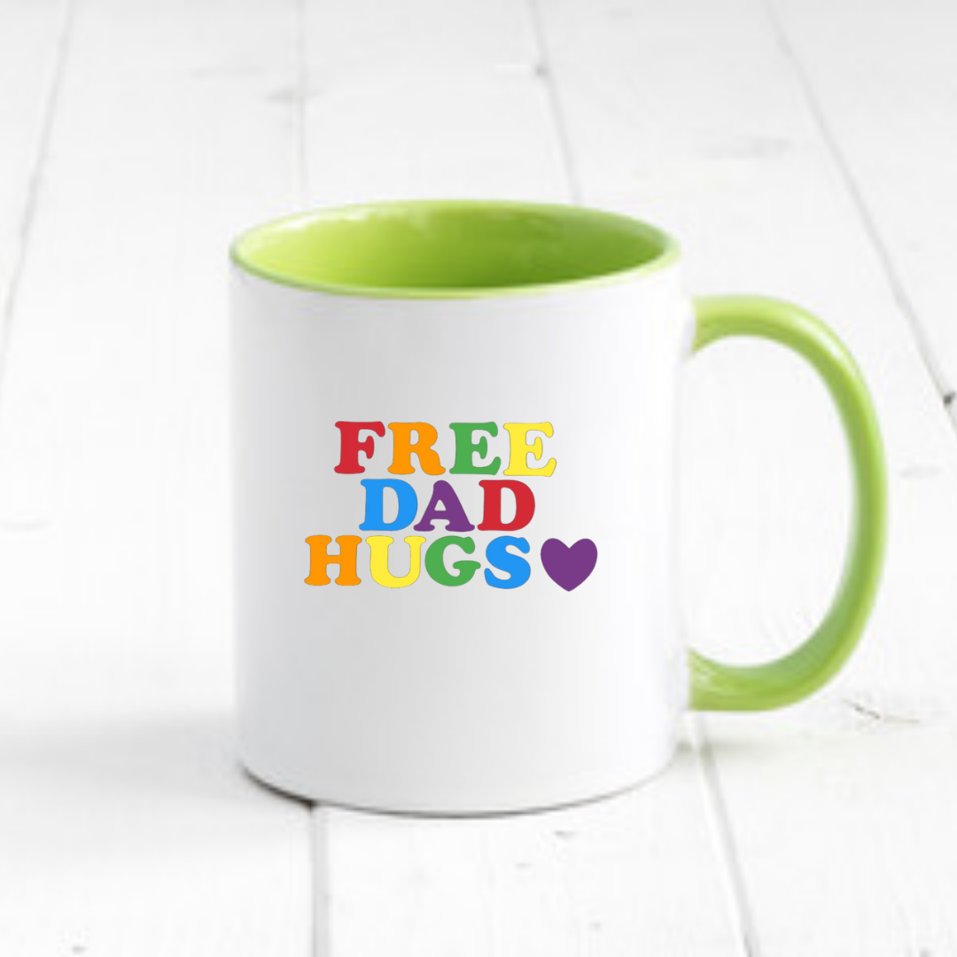 Mug, 15oz Colour Handle/Inside, Free Dad Hugs