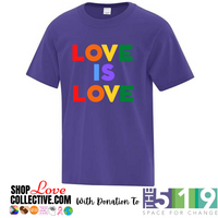 Youth / Adult Tshirt, Purple Love is Love