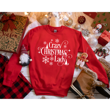 Sweatshirt, Crazy Christmas Lady