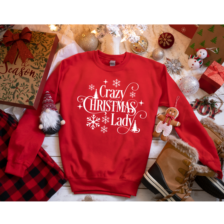 Sweatshirt, Crazy Christmas Lady