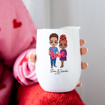 Custom Wine Tumbler, 12oz LOVE Couples