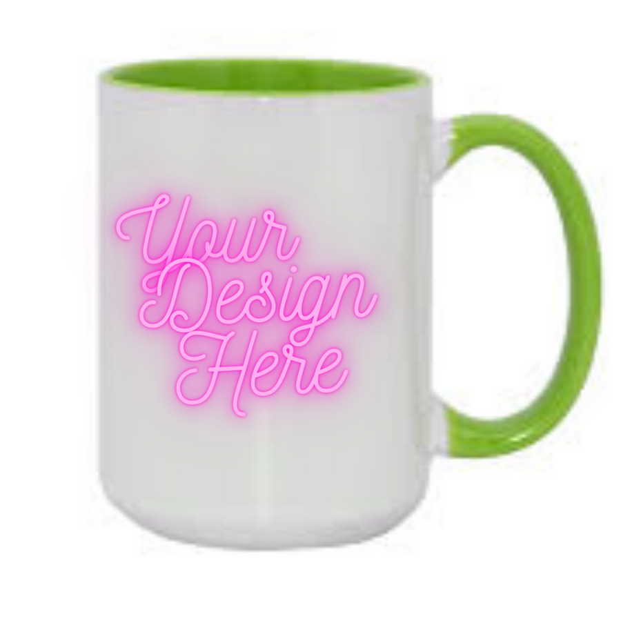 Custom Mug, Large 15oz Ceramic, Colour Contrast, Sublimated, Any Design