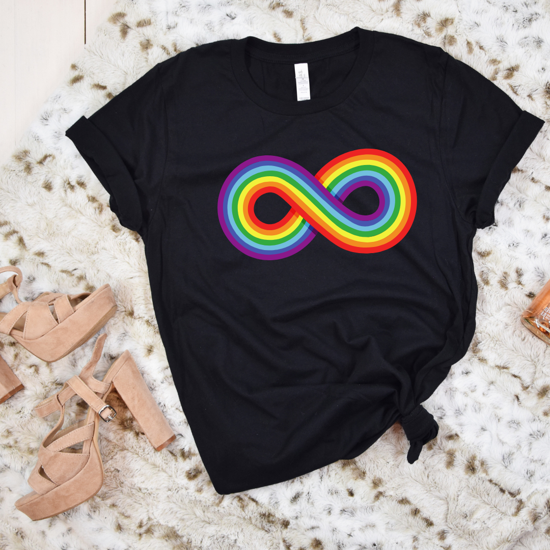 T-Shirt, Rainbow Infinity Symbol, Adult Unisex