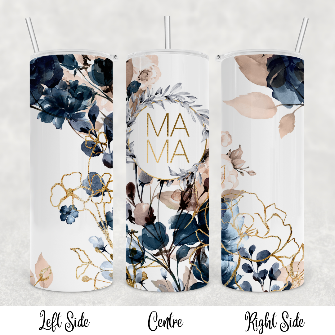 Tumbler, 20oz Skinny, MAMA Navy / Rose Floral