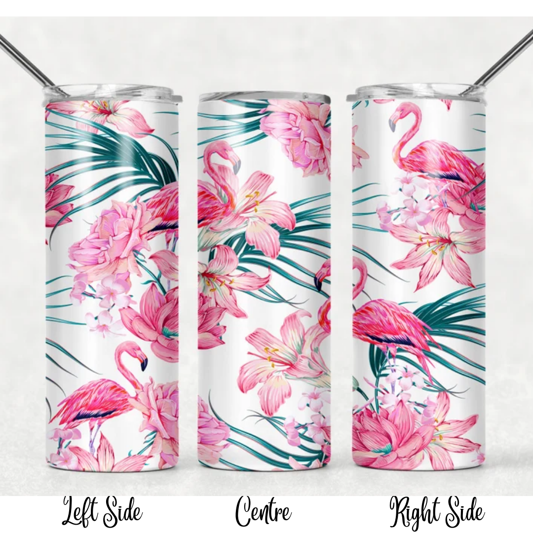 Tumbler, 20oz Skinny, Flamingo Print