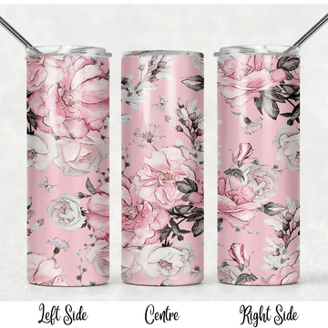 Tumbler, 20oz Skinny, Pastel Pink Floral