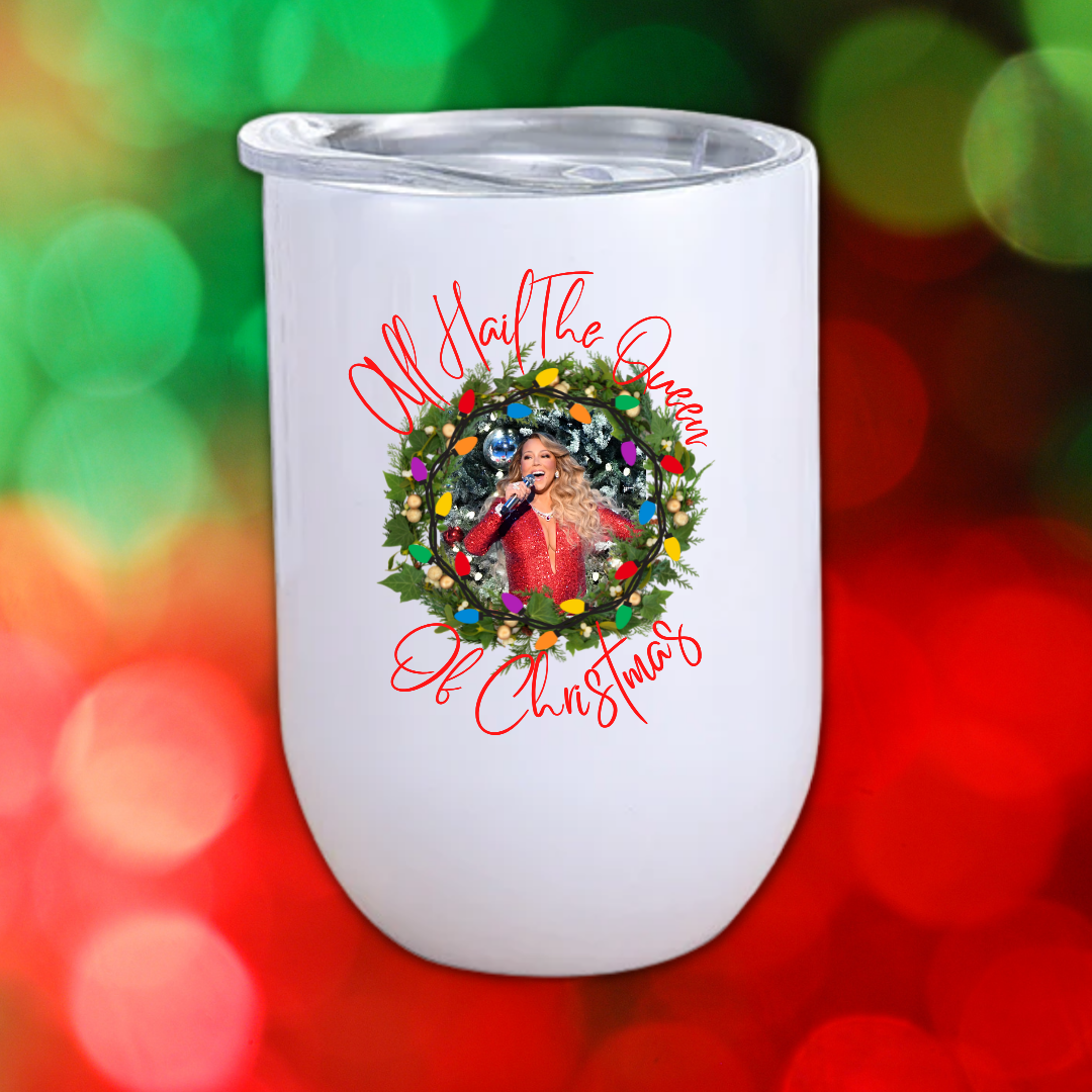 Tumbler, Wine, 12oz Stemless, Christmas Icons