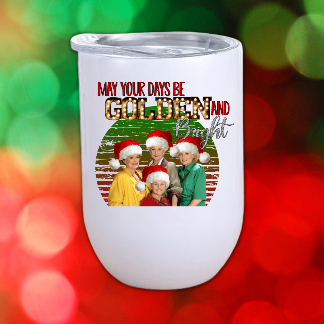 Tumbler, Wine, 12oz Stemless, Christmas Icons