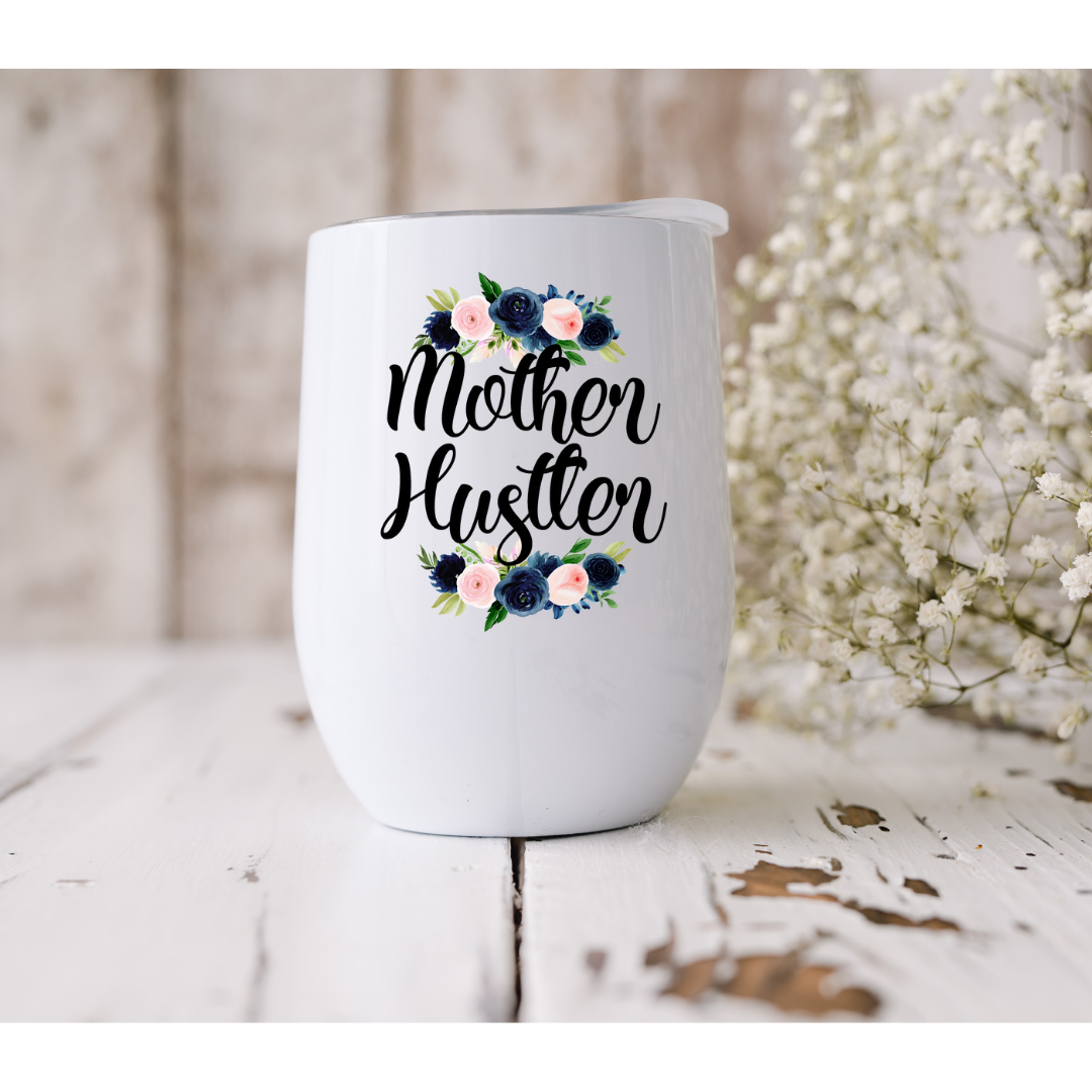 Tumbler, Wine, 12oz Stemless, Sublimated, Mom Theme